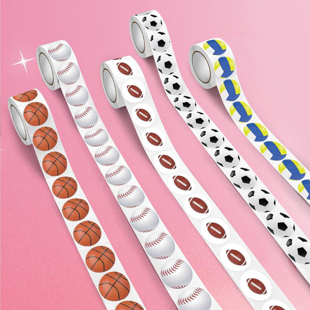 1000 наклеек/штука, 1 дюйм, Футбол, Баскетбол, Игры с мячом, Школьные наградные наклейки, Наклейки для украшения спортивной вечеринки, Наклейки на спортивную тематику