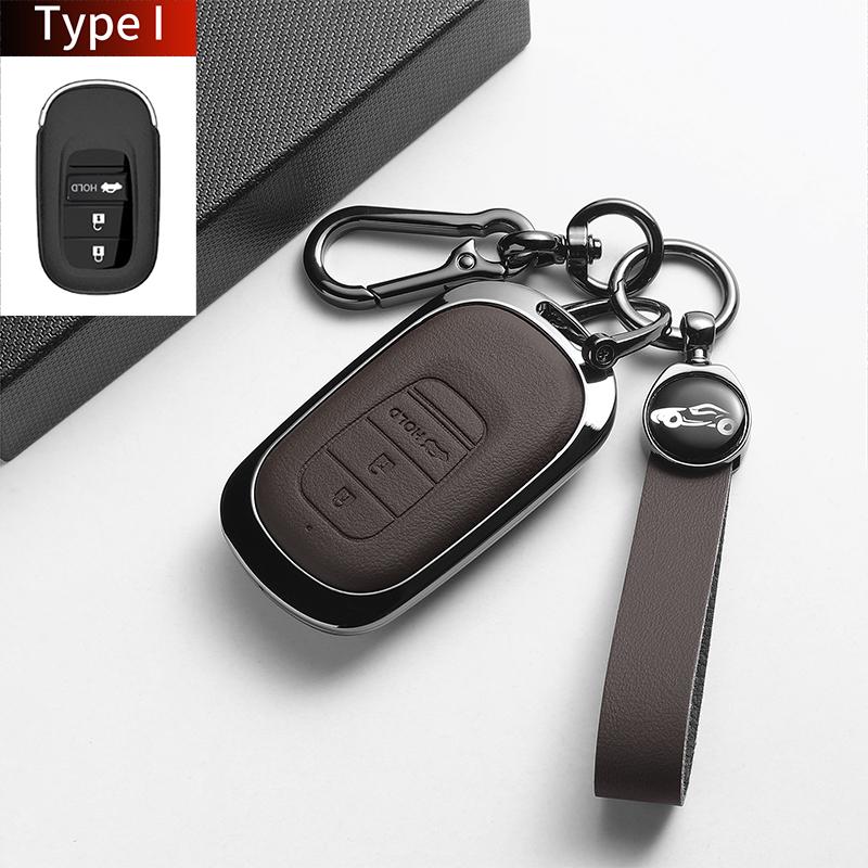 Leather Metal Car Smart Remote Key Case For Accord INTEGRA UR-V HR-V Car Protect Key Case Fob Shell Holder Decorative Accessorie