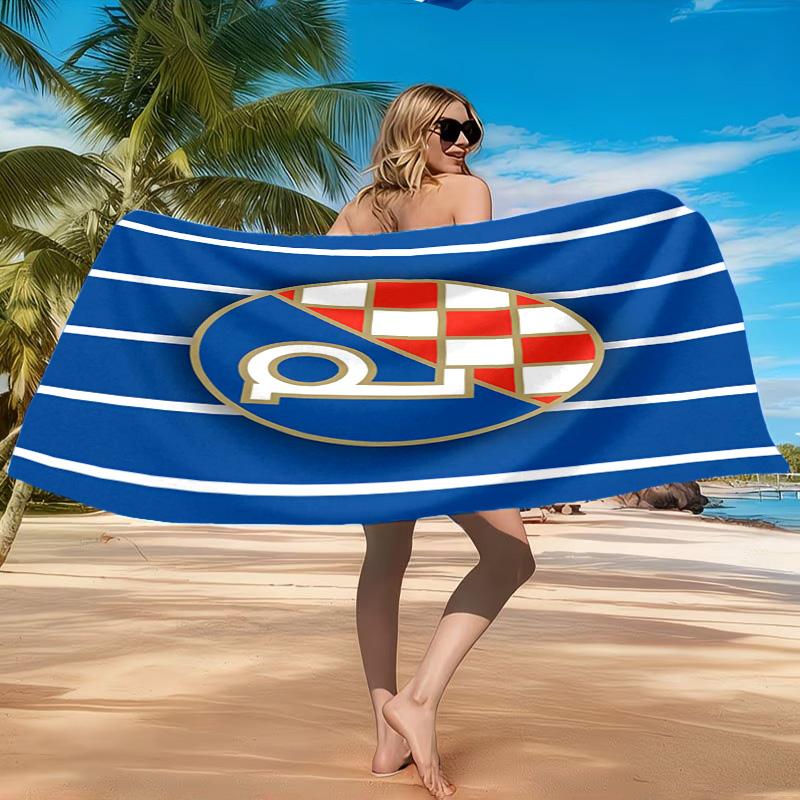 Croatian Football Crest Design Beach Towel, Quick-drying, Easy to Care for, Suitable for Both Fitness and Beach Vacations,Sports Essential