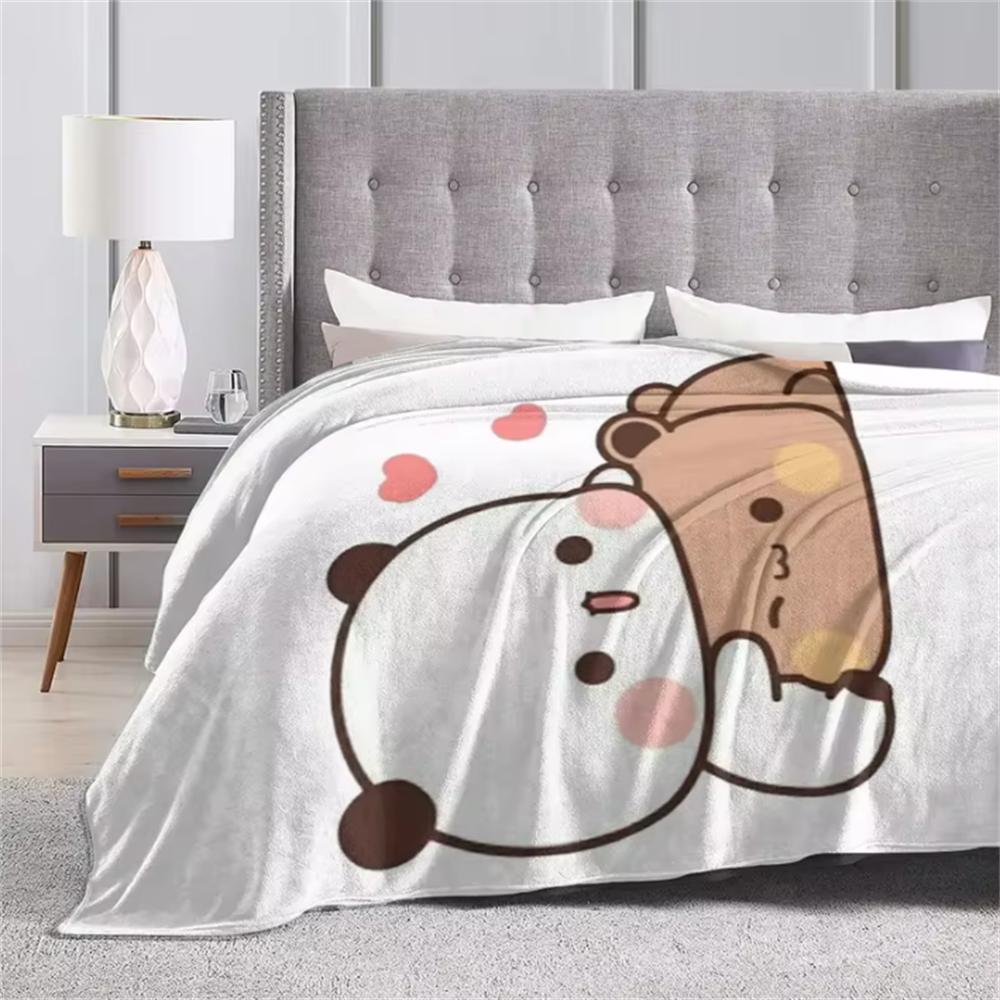 Cartoon Print Bear and Pa Blanket Cute Bubu Dudu Series Kids Warm Flannel Soft Comfortable Home Bed Blanket