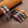 Calf Leather Universal WatchBand-Oil Wax Genuine Leather Quick Release Pin Buckle Replacement Strap for 18mm/19mm/20mm/21mm/22mm/24mm Smart Watch