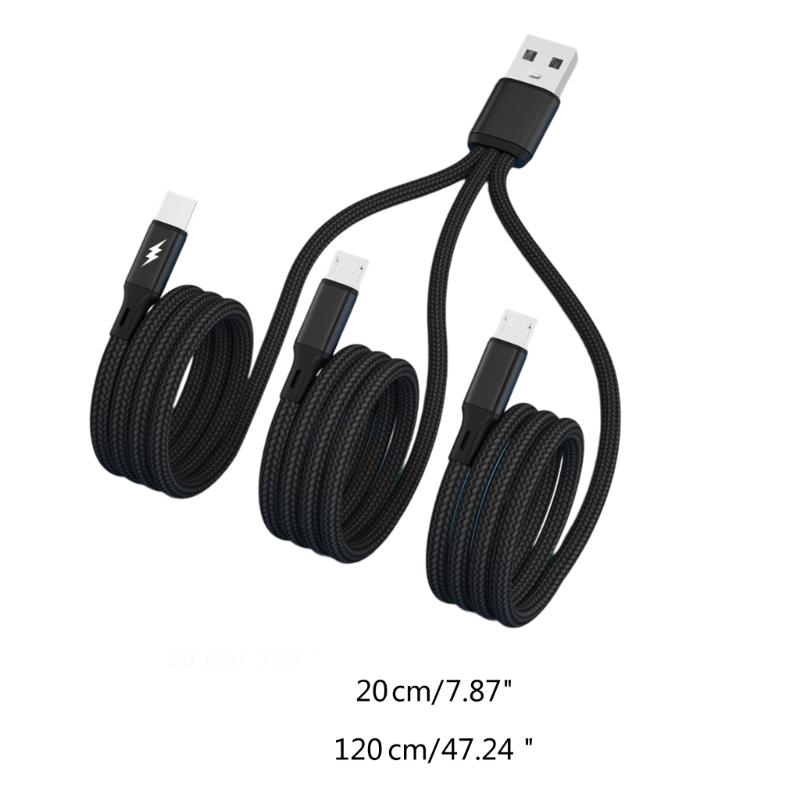 3-в-1 USB-разветвитель на TypeC + Micro USB Кабель для зарядки телефона в машине UsbC с передачей данных TypeC 2x Micro USB кабель для зарядки