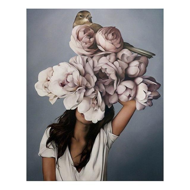 40x50cm Oil Painting By Numbers Flower Women DIY Paint By Numbers Girl On Canvas Home Decoration Diy Frame Digital Painting