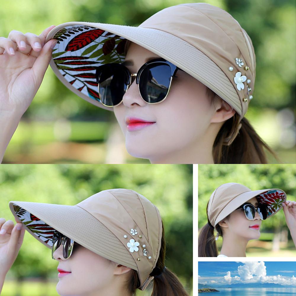 Vacation Summer Anti-UV Wide Brim Beach Cap Visor Caps Sun Hat Casual Hats