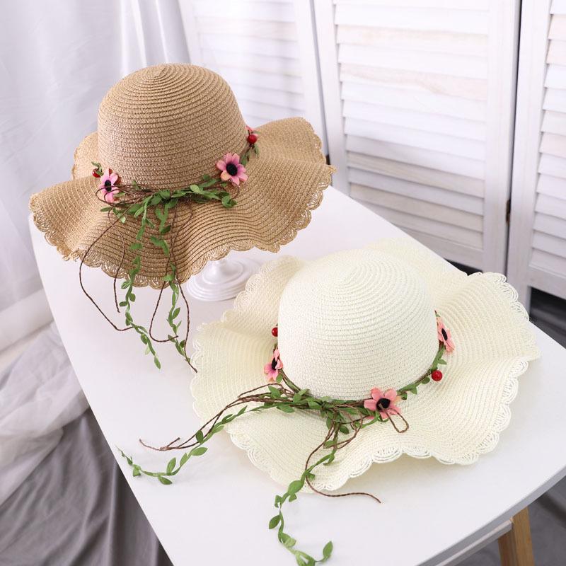 Шляпа Dayan Flower Wreath Grass, солнцезащитная шляпа и солнцезащитная шляпа для женщин, летняя пляжная крутая шляпа для путешествий, волнистая шляпа
