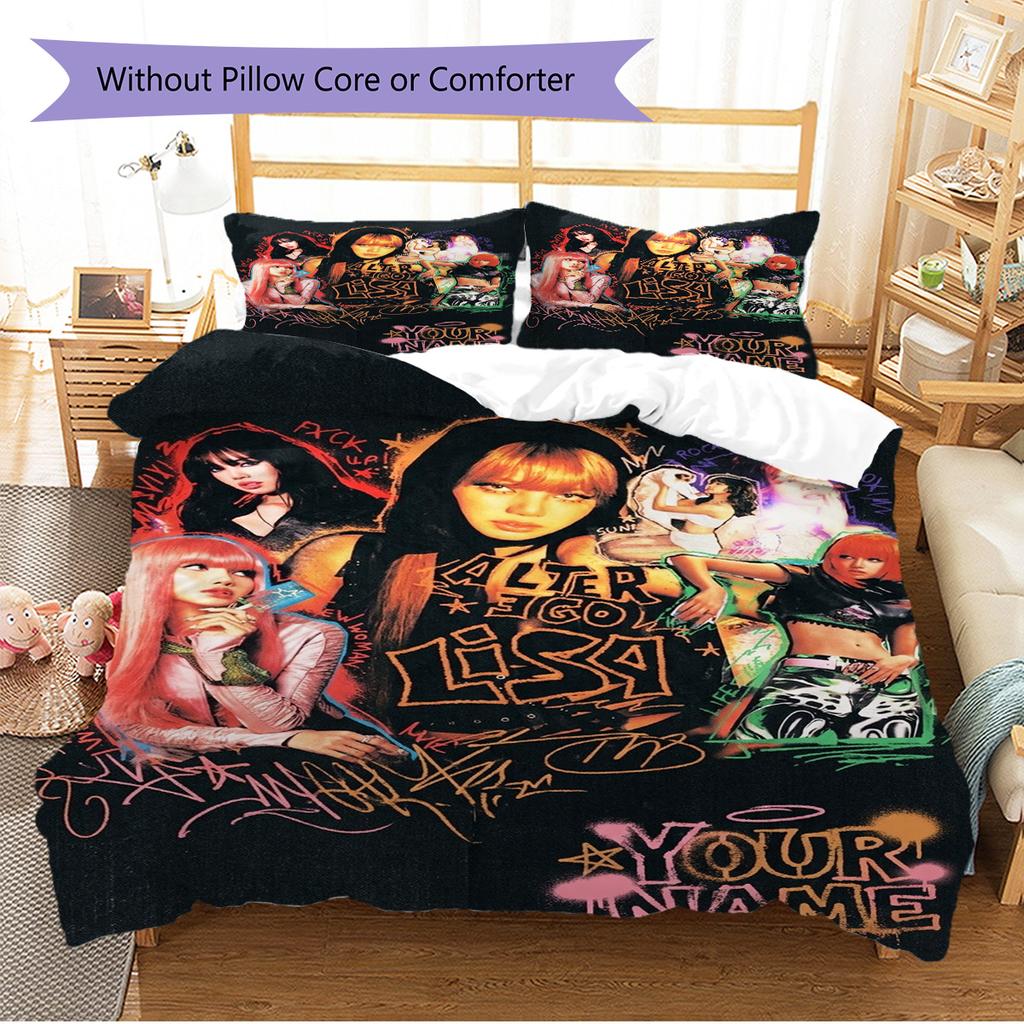 Name Custom Lisa Pattern Bedding Set Quilt Cover Pillowcase Home Decor Gift (1 * duvet cover + 2 * pillowcase, without core)