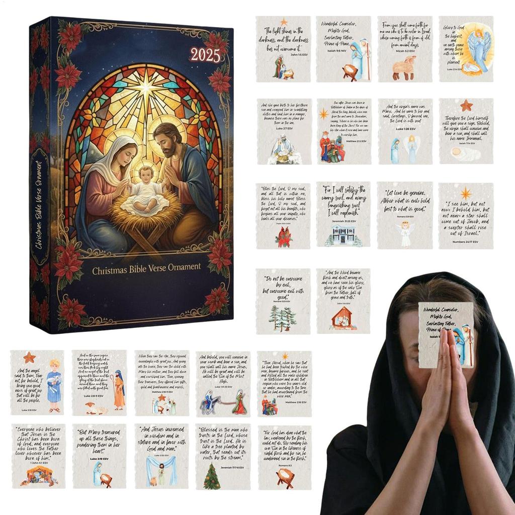 Christmas Calendar Keepsake Verse Ornament Nativity 24 Days New Year Christmas Countdown Ornament For Holiday Seasonal Halloween