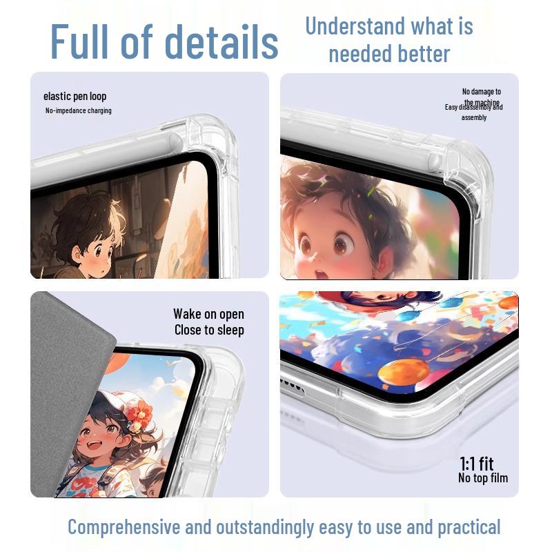 Магнитный чехол-трифолд для OppoPad3 Pro со слотом для стилуса - Полная силиконовая обертка, Защита от падений