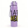 1PC Nap Queen Glitter Crown Text 750ml Color Plastic Sports Water Bottle Leakproof Flip Straw Lid Suitable for Sports Office Home Use