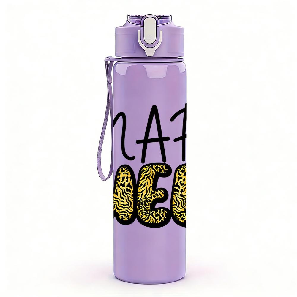 1PC Nap Queen Glitter Crown Text 750ml Color Plastic Sports Water Bottle Leakproof Flip Straw Lid Suitable for Sports Office Home Use