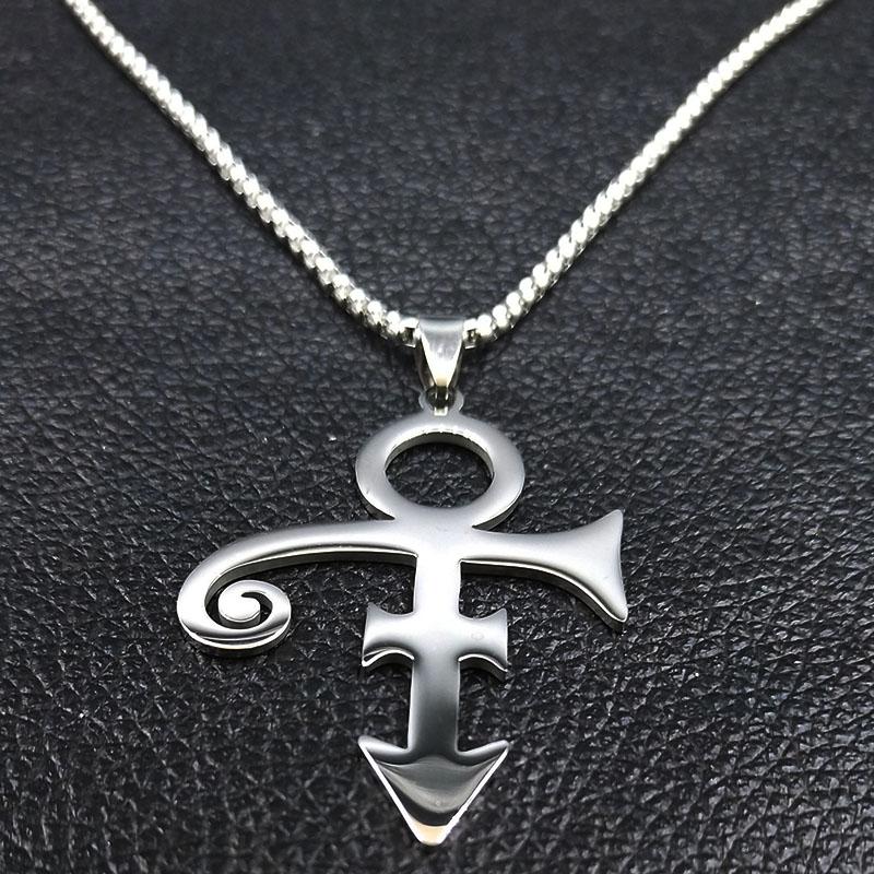 RIP Memorial Symbol Love Logo Steampunk Stainless Steel Necklace Women The Minimalism Artist Love Symbol Prince Necklace Jewelry