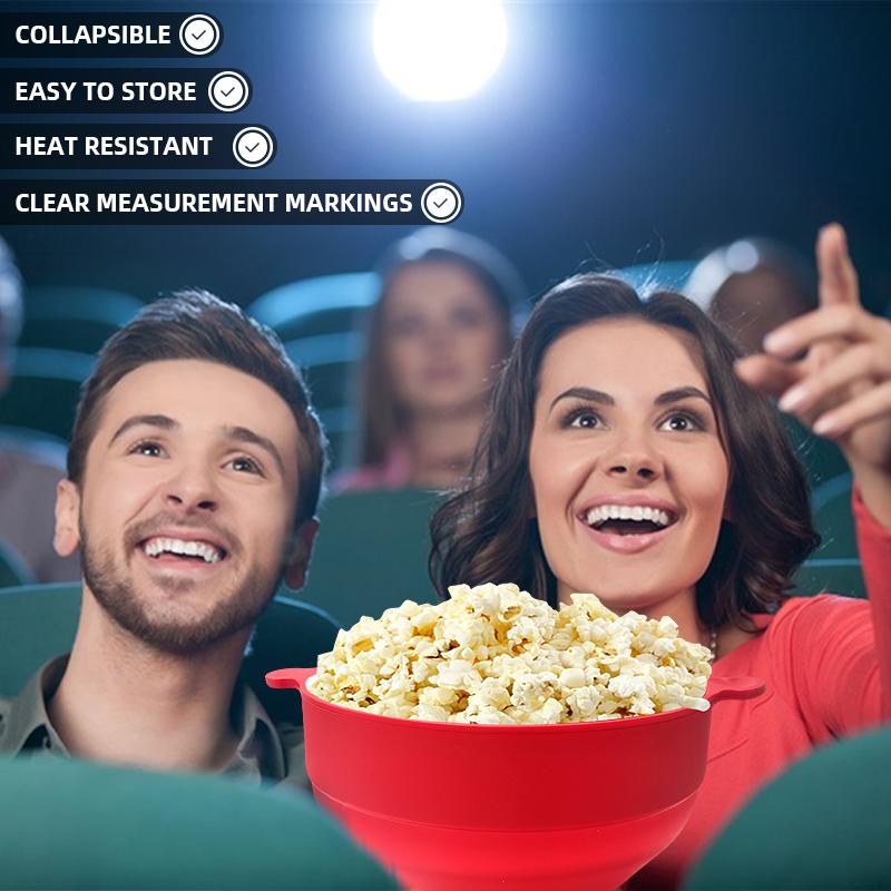 Collapsible Silicone Lid Microwave Popcorn Maker with BPA Free Bowls