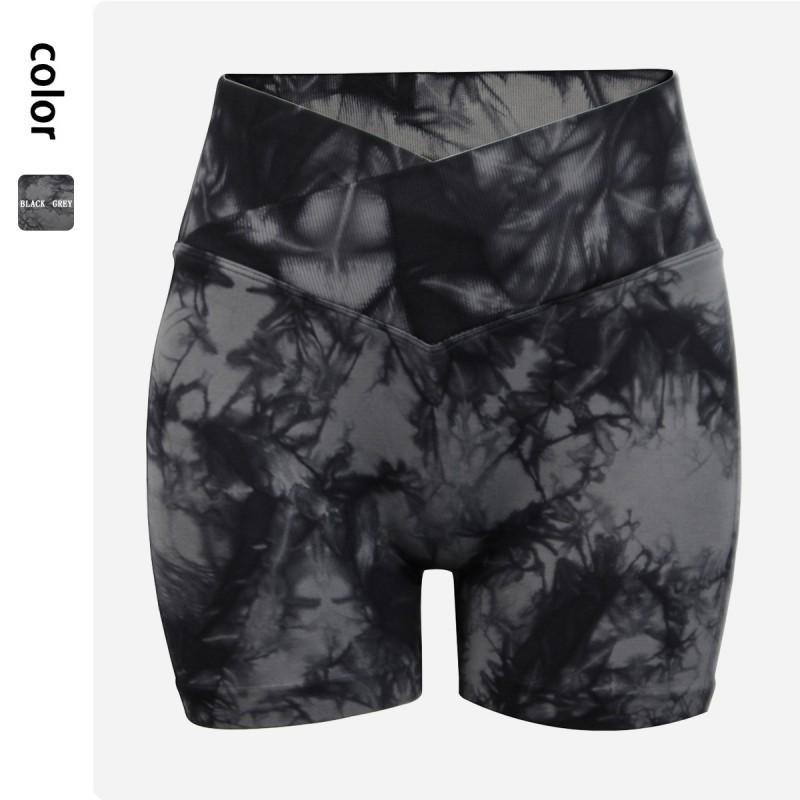 High-Waisted Tie-Dye Yoga Shorts Women Butt-Lifting 3/4 Legging Style Workout Pants With Compression Fit