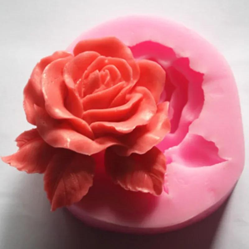 Bloom Rose Silicone Cake Mold 3D Flower Fondant Mold Cupcake Jelly Candy Chocolate Decoration Baking Tool Moulds Molds Silicone