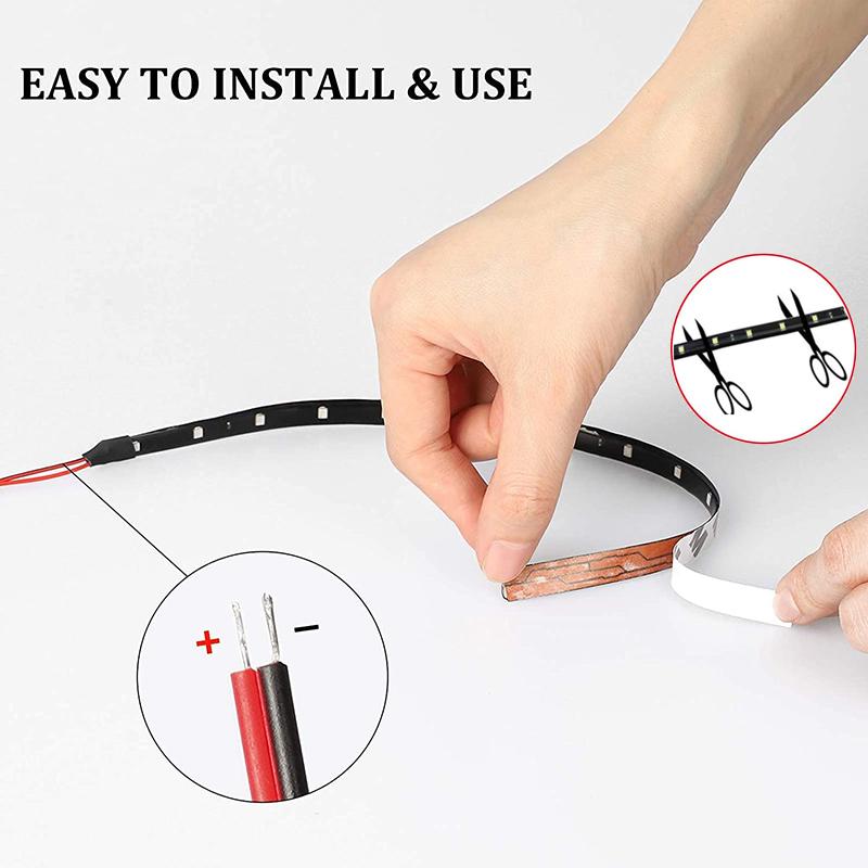 1 PCS Car Ambient Decorative LED Strip Light Auto DRL Styling Flexible Atmosphere Lights 12V 15 SMD 30CM White Red Yellow Bule