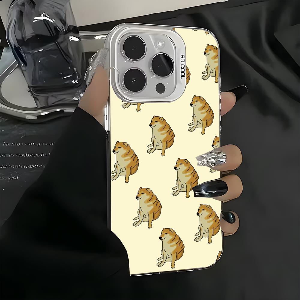 Забавный Чехол для Телефона с Собакой, Бананом, Кошкой для iPhone 16 15 14 13 12 11 Pro Max Белый Матовый Лазерный Металлик Аврора Funda
