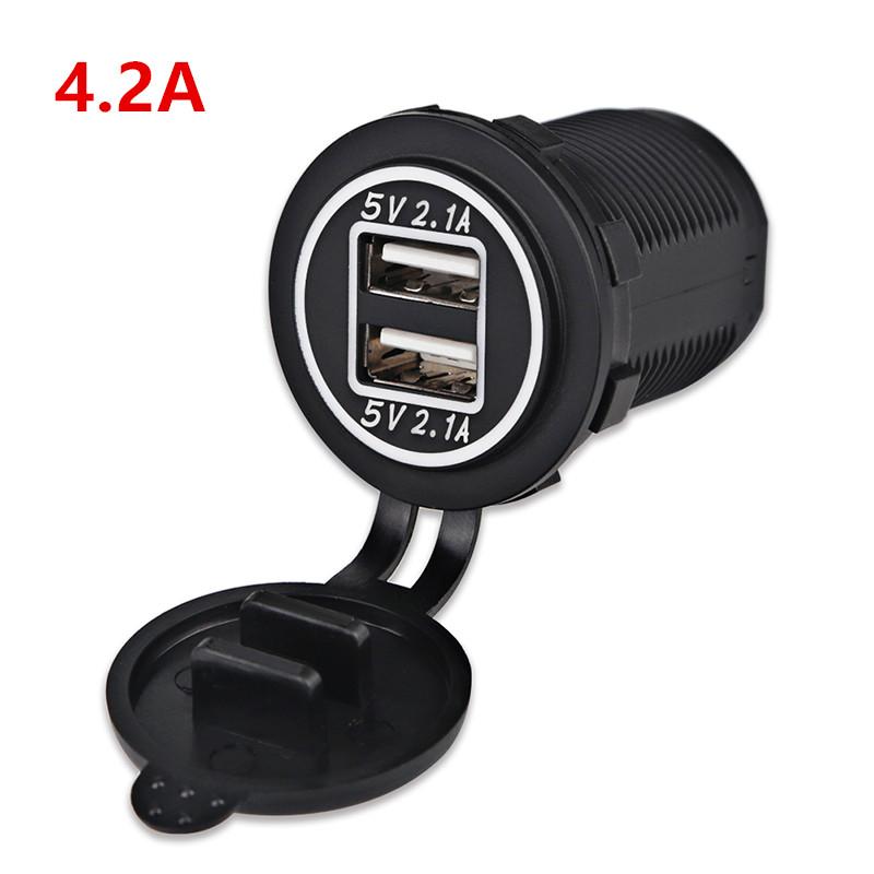 4.2A Dual USB Car Motorcycle Cigarette Lighter Dual USB Charger 12V-24V Car Moto Cigarette Lighter Sockets Power Plug Outlet LED
