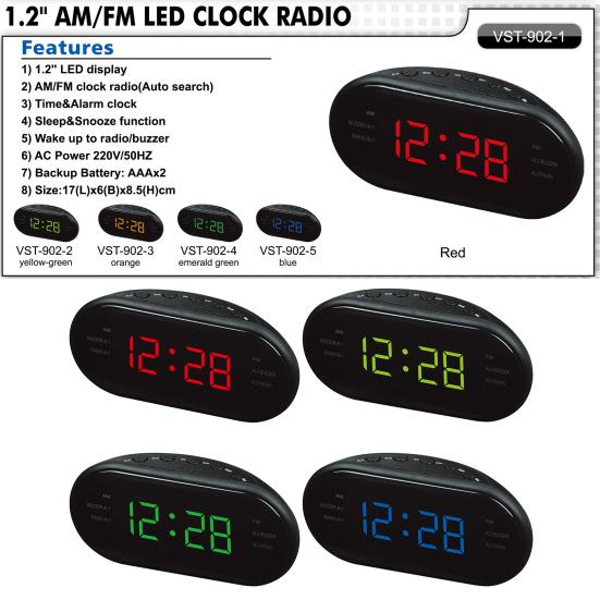 1 Set Electronic Alarm Clock Radio Snooze Function LED Digital Display Clock for Home Bedroom Office