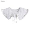 Women Girls Vintage Lolita False Fake Collar Shawl Sweet Ruffles Lace-Up Bow Decorative Necklace Choker Short Poncho