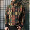 Vintage Hoodies for Men 3D Plaid Print Colorful Hoodie Sweatshirts Long Sleeve Pullovers Street Mens Clothes Casual Unisex Tops