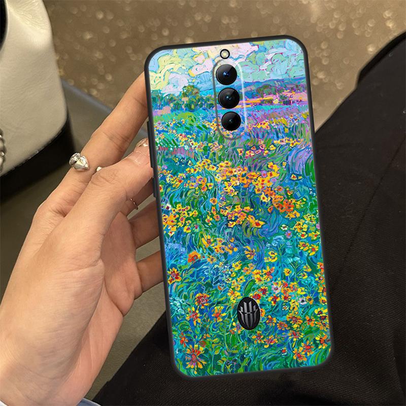 Яркий чехол-пенал с рисунком цветов для ZTE Nubia Red Magic 11 10 9 8 8S 9S 10S Pro Plus 6 7 6S 7S RedMagic 10 Air
