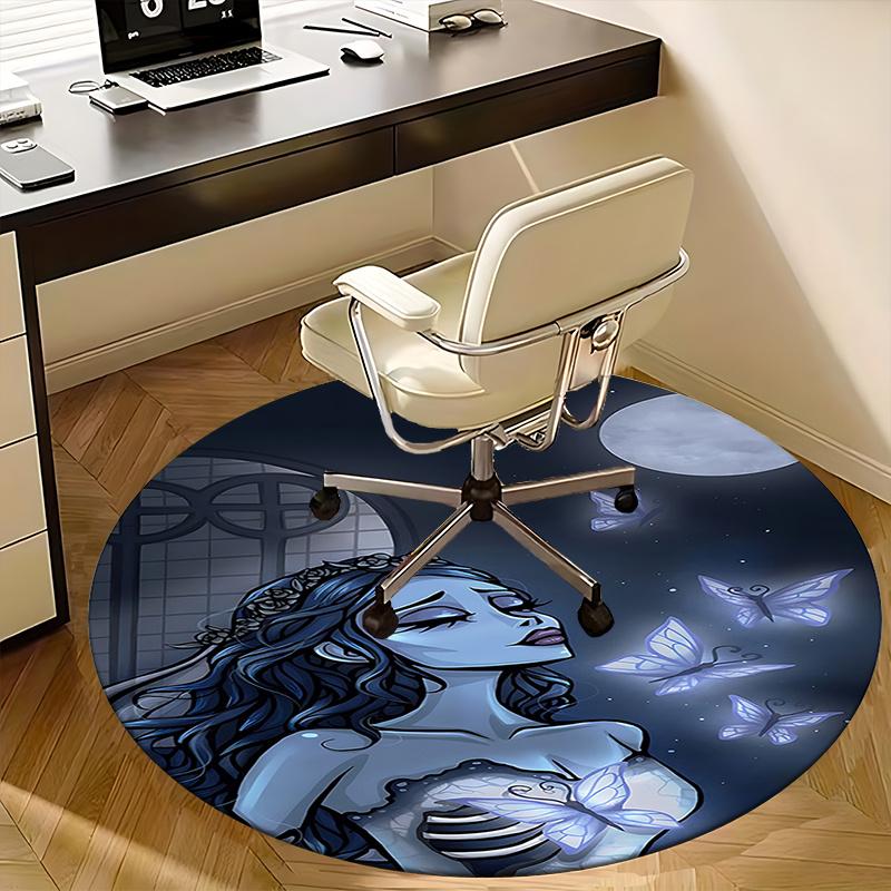 Ethereal Butterfly Fantasy Chair Mat Round Carpet for Home Decor, Office, Living Room, Bedroom Gift0215b