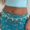 SHIXIN Bohemia Starfish Scallop Pendant Waist Chain Women New Trendy Imitation Pearl Beaded Link Bikini Belly Chain Body Jewelry