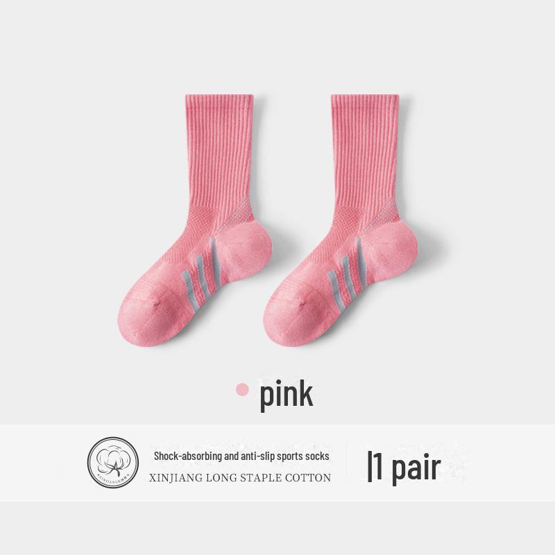 Women's Mid-Tube Sports Socks - Breathable, Shock-Absorbing, Sweat-Wicking for Badminton, Running, Yoga, and Summer Activities.