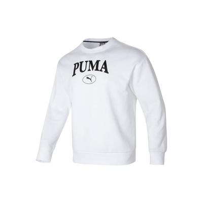 Puma Американский ретро-печать с буквами, круглый вырез, повседневная толстовка с длинным рукавом, унисекс, белая 682929-02