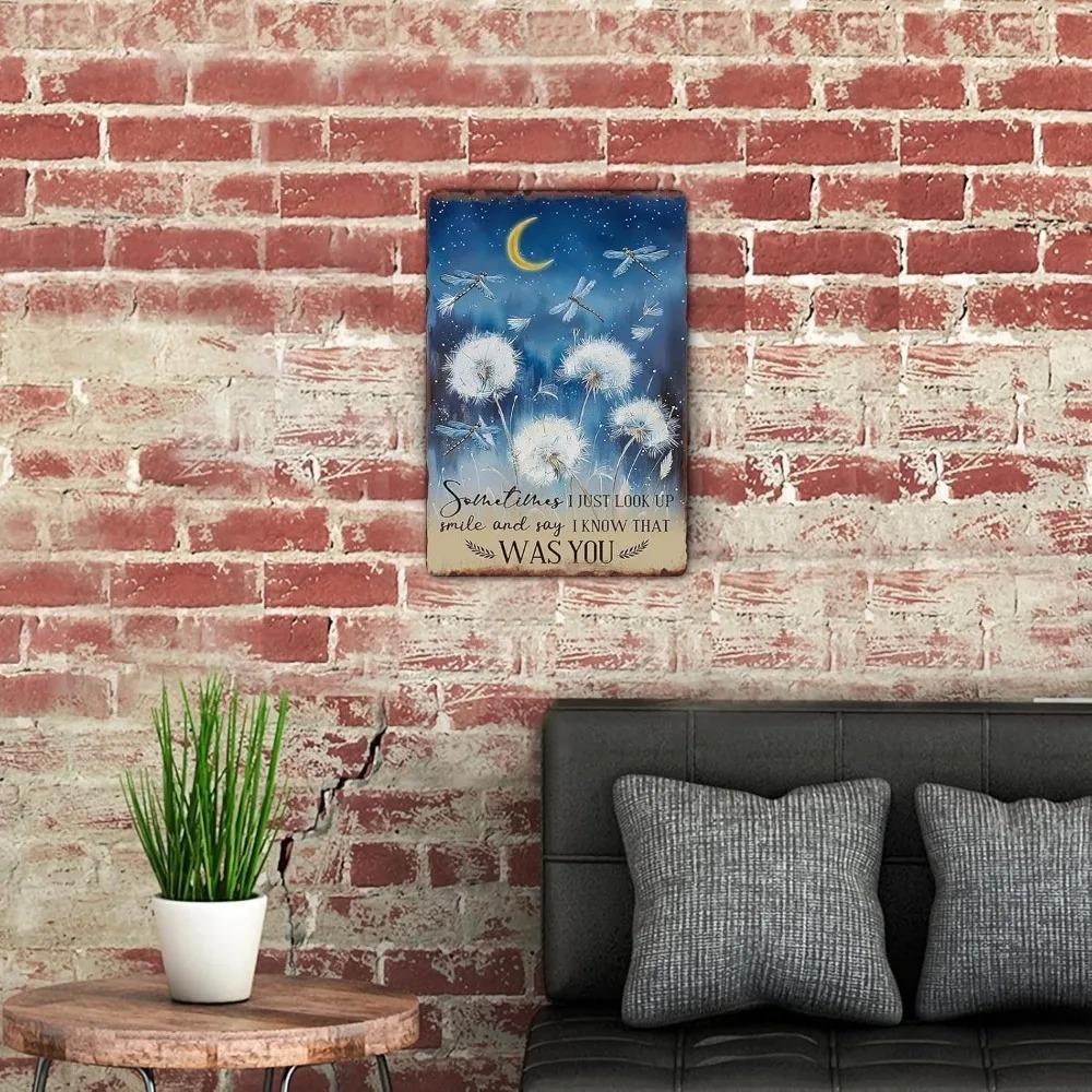 Металлическая табличка «Просто посмотри вверх, улыбнись, скажи, что я знаю, что это была ты, стрекоза, одуванчик», винтажная жестяная вывеска, настенное искусство для домашнего декора, кафе, паба