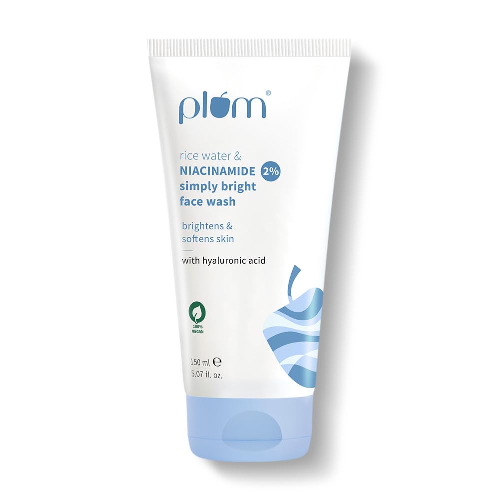 Plum Simply Bright 2% Niacinamide Face Wash with Rice Water for Gentle Daily Cleansing 150ml Pack of 1