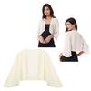 Womens 3/4 Sleeve Chiffon Cardigan Bolero Elegant Summer Ladies Wedding Wraps Shrug Bridal Shawl Evening Cover Up