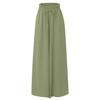 Women's Solid Color Trousers Elastic Belt Wide Leg High Waist Long Culottes
