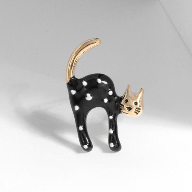 Fashionable Zircon Cat Color Enamel Brooch, Anti-exposure Pin for Women, Metal Button To Fix Clothes, Wedding Party Gift