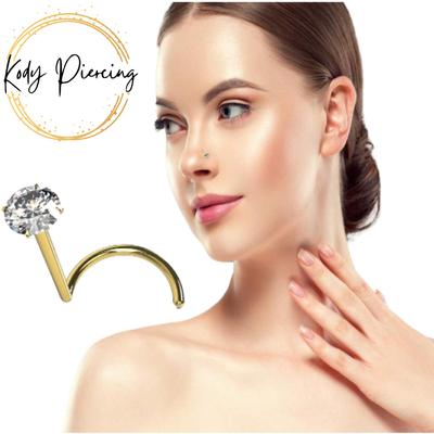 KODY PIERCING Золото 14 карат с настоящим АЛМАЗНЫМ винтом для носа - качественный пирсинг