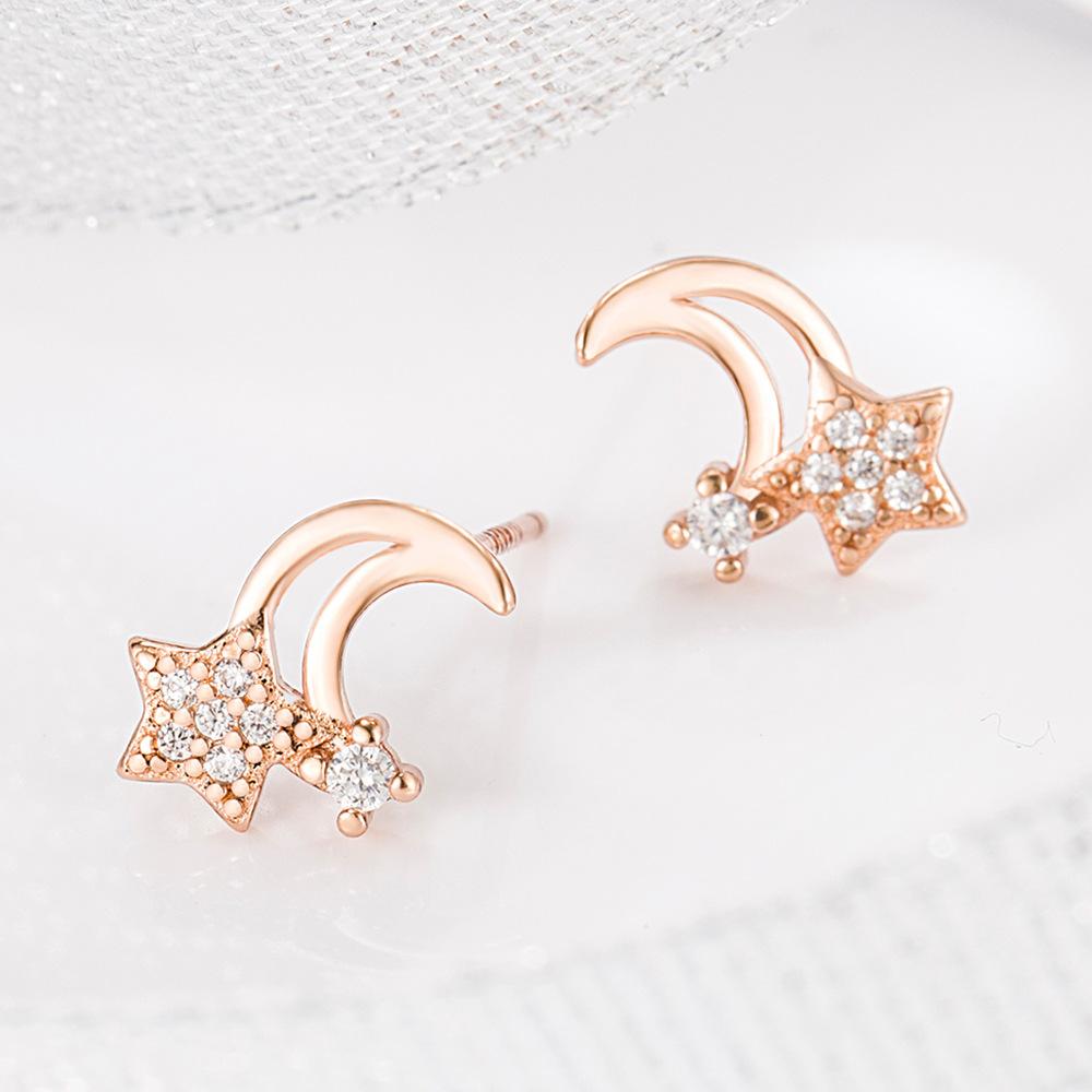 Серьги-иглы из серебра S925, звезды и луны, женские весенне-летние серьги Niche Star Moon, серьги-темпераменты