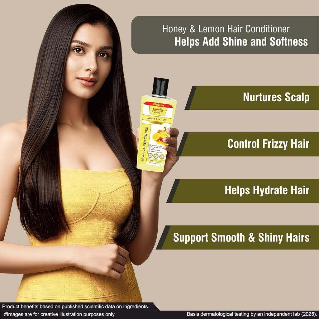 Multani Naturals Медово-лимонный кондиционер для волос 270 мл Гладкость Контроль пушистости Увлажнение Легкость Блеск Для всех типов волос