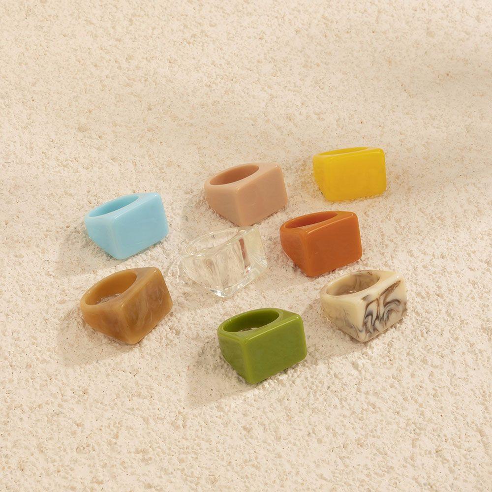 Korean Punk Candy Color Chunky Marbling Solid Color Resin Rings Finger Rings Fashion Jewelry Thumb Rings