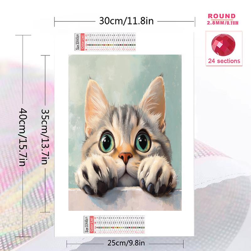 Cute American Shorthair cat Pattern  3pcs 100% Round Full Drill 5D DIY Diamond Painting Embroidery Cross Stitch Rhinestone Décor