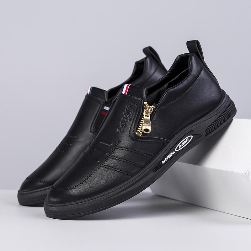 Весенние новые кожаные туфли мужские деловые повседневные кожаные туфли универсальные повседневные туфли на молнии
