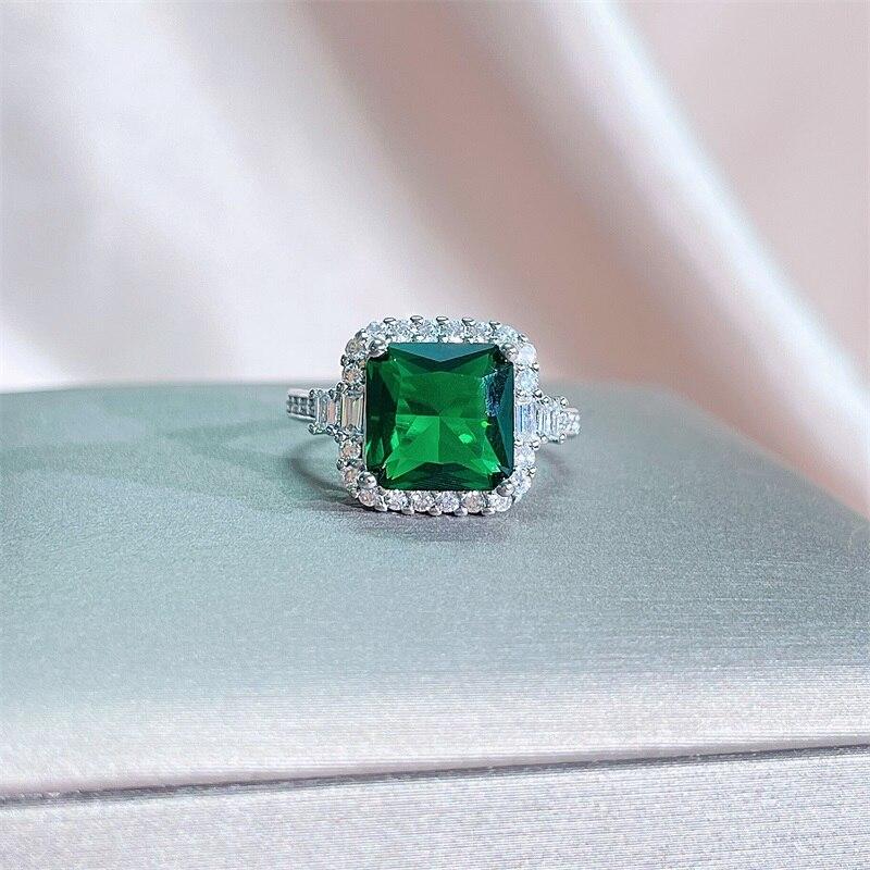 POMOiii Trendy Women’s Open Ring Zircon 10mm Fine Jewelry For Wedding Engagement