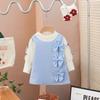 Girls Princess Dress Flower Skirt Baby Girl Long-sleeved Skirt