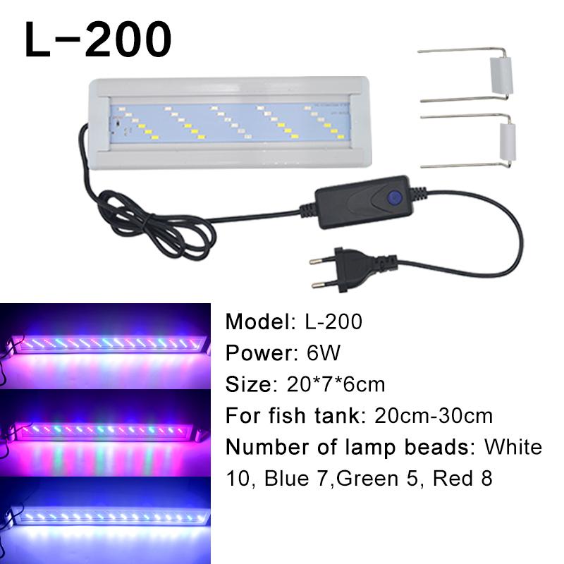 Super Bright Lamp LED Aquarium Light for Aquatic Plant Grow Fish Tank Extensible Clip RGB Waterproof Lamp 220-240V 20~70CM