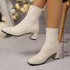 Fashion Autumn Winter Women's Knit Elastic Socks Boots Pointed Toe Chunky Heel Boots Black Fashion Ankle Chelsea Boots Plus Size 43