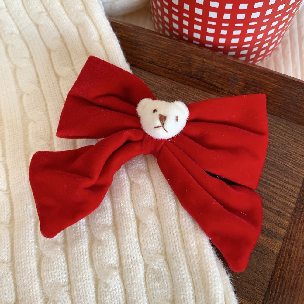 Crown Velvet Red Bow Hairpin Cloth Hanfu Hair Sticks All-match Ancient Style Hairpin  Children