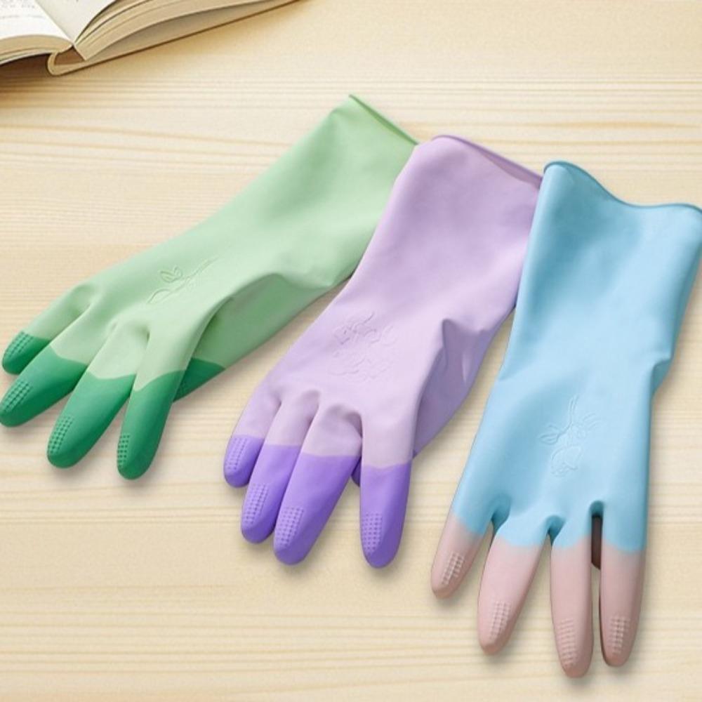3Pairs/Set Thickened Dishwashing Gloves Oil Resistant Cleaning Gloves Laundry Gloves  Car Washing