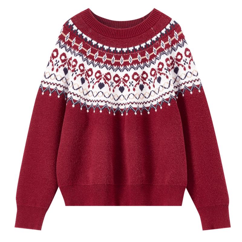 Женский ретро-свитер с жаккардовым узором Fair Isle