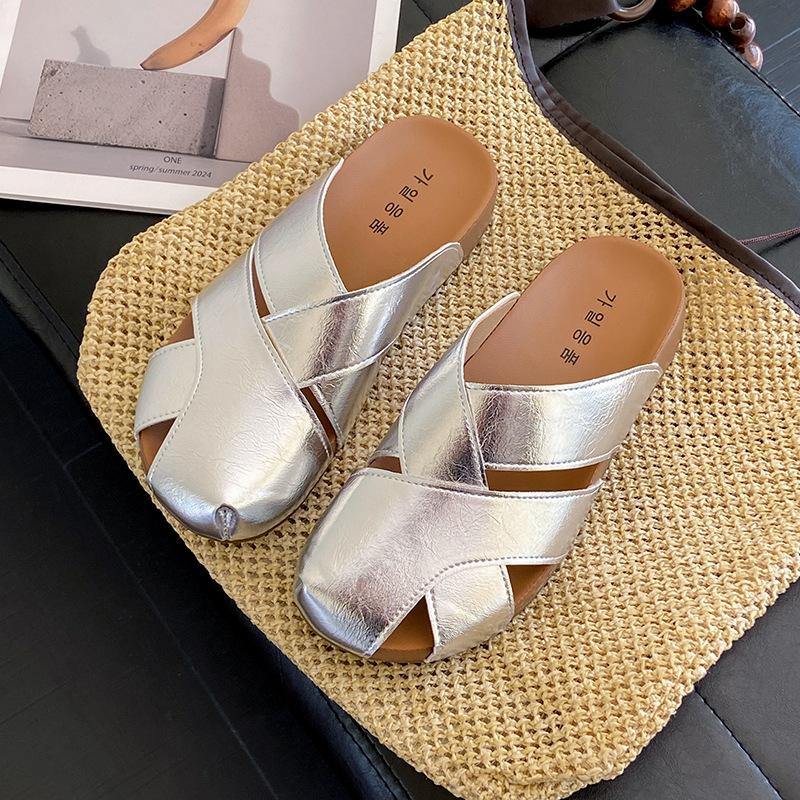 Half slippers women's summer wear new one-pedal pregnant women's single shoes soft-soled bag head sandals