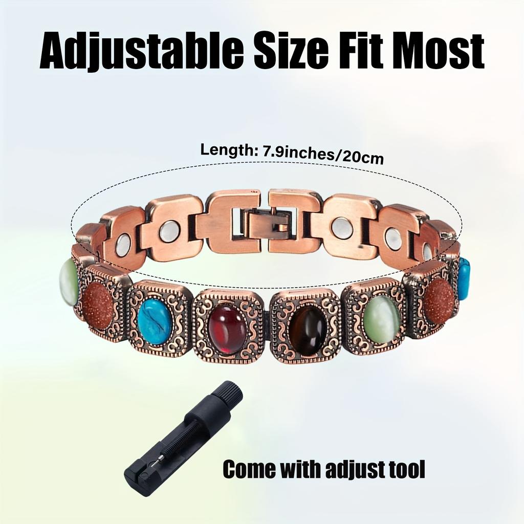 Women's Colorful Stone Magnetic Bracelet with Adjustable Size Design, Fashionable and Personalized Bracelet, Versatile Jewelry Accessories
