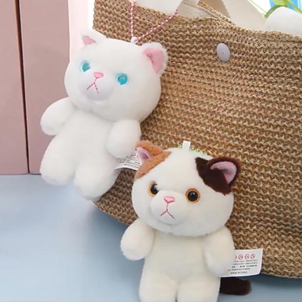 PP Cotton Plush Cat Keychain Meow Plush Cat Doll Pendant Car KeyRing Cat Plush Keyring Bag Pendant